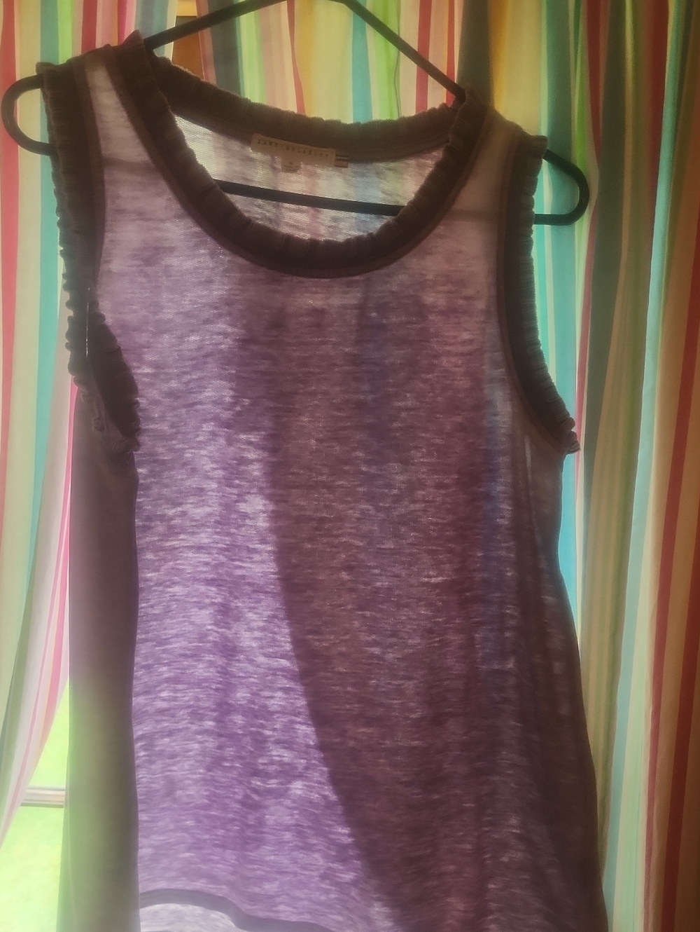 Sleeveless Ruffled Trim Tank Top - Purple